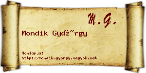 Mondik György névjegykártya